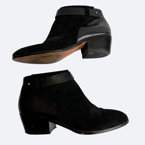 Madewell Womens Leather‎ Suede Ankle Boots Size 7 Black Heel Bootie - Picture 3 of 11